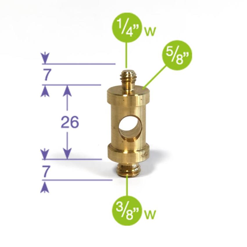 MANFROTTO SHORT 5/8 SPIGOT WITH MALE 1/4 AND 3/8 THREAD Universal Zapfen 16mm mit ¼" und 3/8" Gewinde